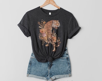 Camiseta gráfica / Camiseta gráfica Tiger / Camisa de moda para mujeres / Ropa estética de estilo vintage / Estilo sobredimensionado