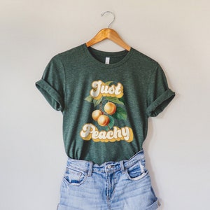 Just Peachy Graphic Shirt for Women | Vintage Peaches T-Shirt | Boho Minimalist Botanical hiking tshirt | Plant Lady Gift for her