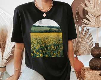 Sunflower Graphic Tee Shirt | Sunflower Wildflower Field | Aesthetic Clothing | Summer | Oversized style T-Shirt for women