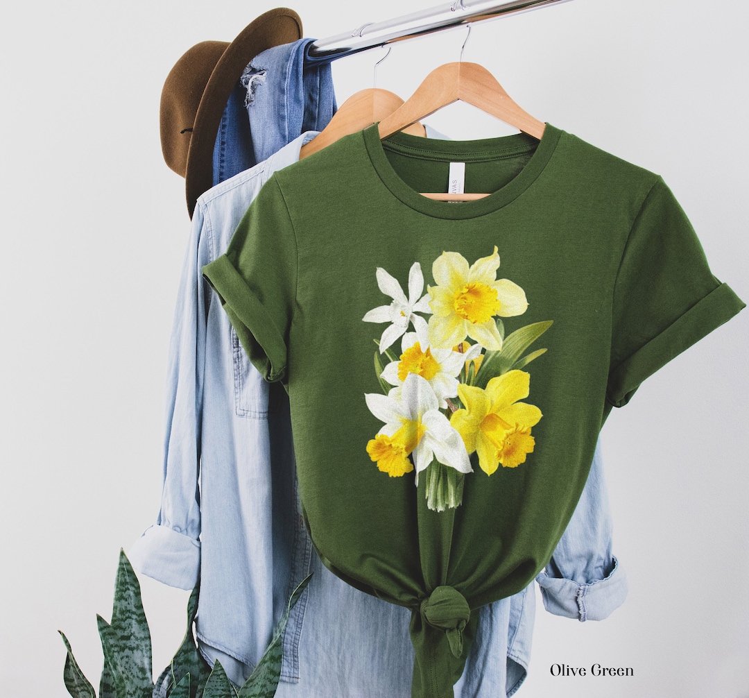 Daffodil Flowers Vintage Style Graphic Tee Shirt For Women Flower 