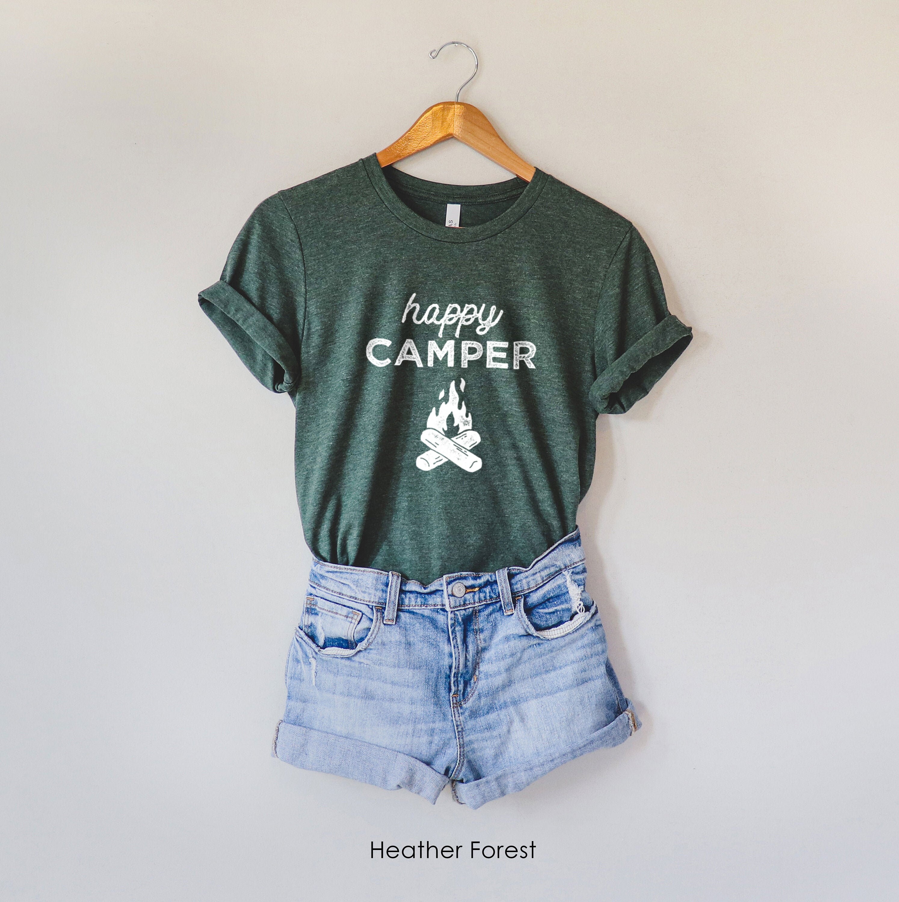Camping Shirt for Women Graphic Tee Happy Camper Etsy