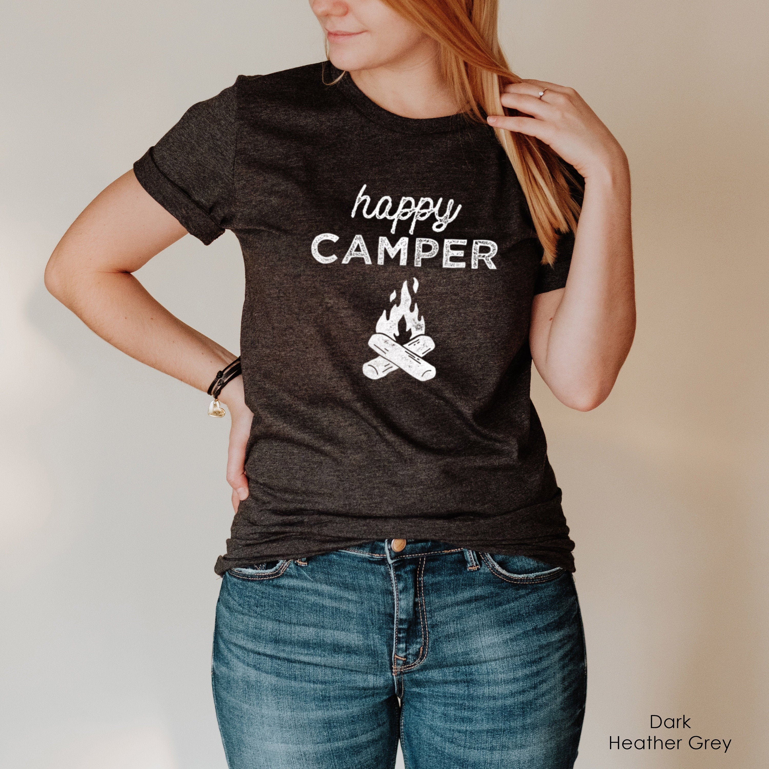 Camping Shirt for Women Graphic Tee Happy Camper Etsy