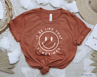 Grafisch T-shirt | Smile Face Oversized Crewneck TShirt voor vrouwen | Zo is het soms