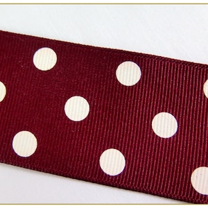 Red White Polka Dot Grosgrain Ribbon 1 1/2&quot; wide, 10 Continuous Yards