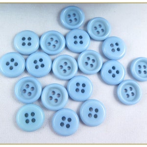 Boutons vintage bleu ciel 5/8 po., 4 trous, 100 boutons image 3