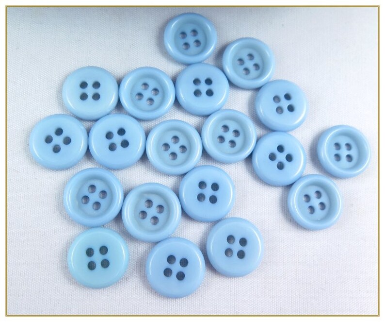 Boutons vintage bleu ciel 5/8 po., 4 trous, 100 boutons image 3