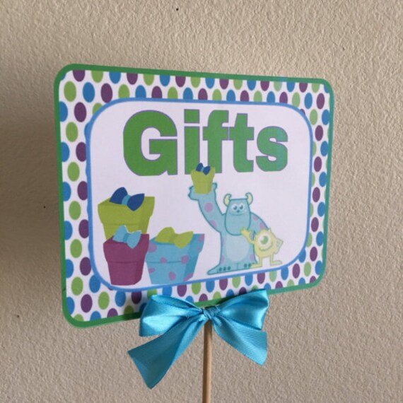 Baby Shower Monsters Inc Gifts Table Sign Centerpiece Party Etsy