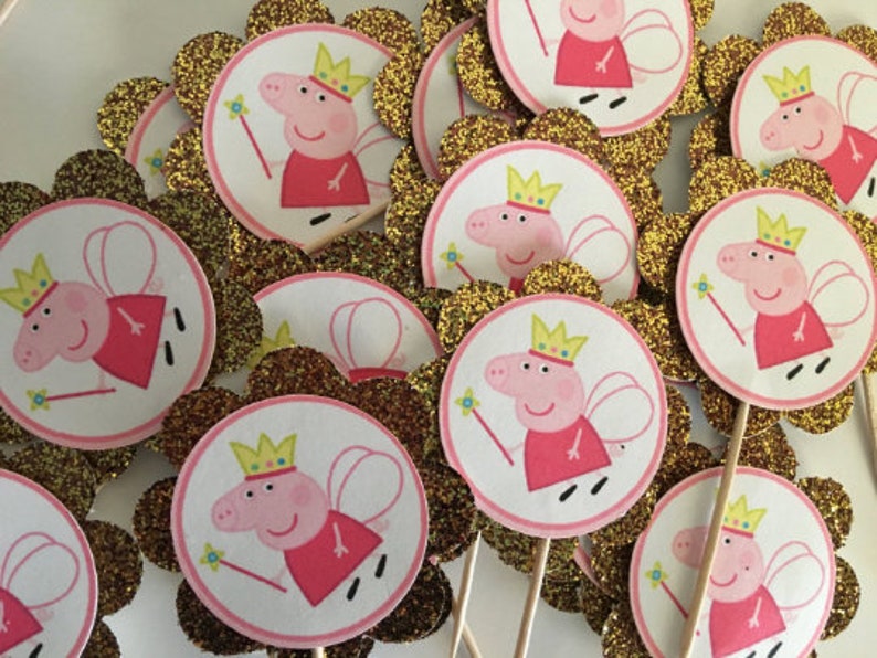 Peppa Pig Cupcake Toppers Princess Birthday Party in Any Color Etsy
