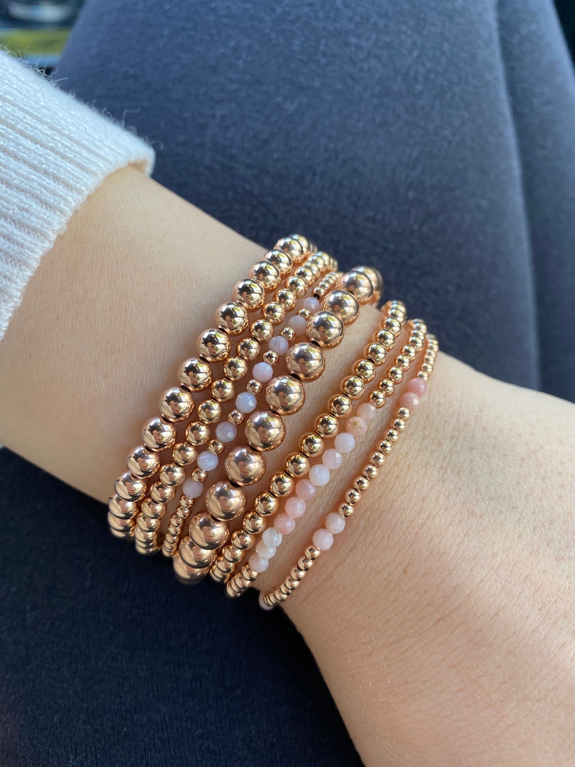Beaded Bracelet 14K Rose Gold Filled /14K Gold Filled Beaded Etsy