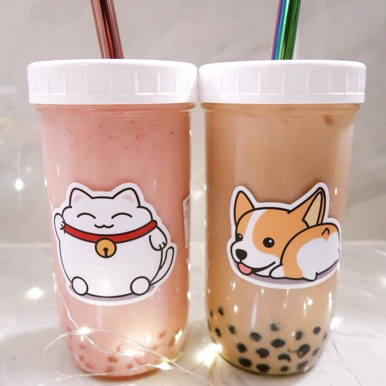 Bubble Tea Reusable Cup 2-Pack Eco-Friendly Reusable Glass Boba Bubble Tea Cup with | Etsy