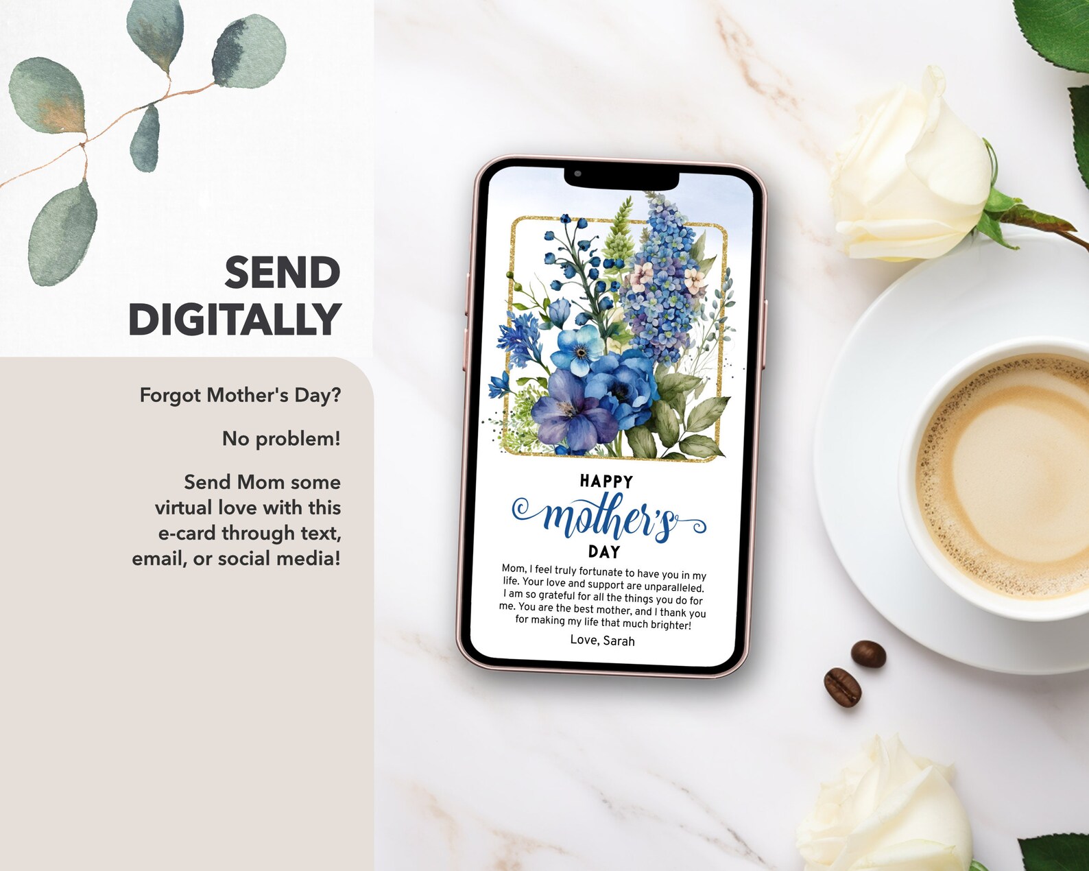 MOTHERS DAY CARD, Electronic Ecard for Mom, Printable Mother's Day Card ...