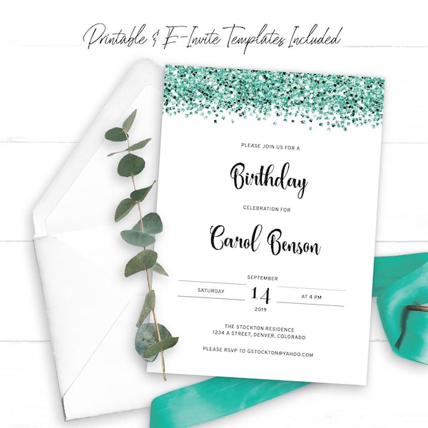 Mint Invitation Etsy