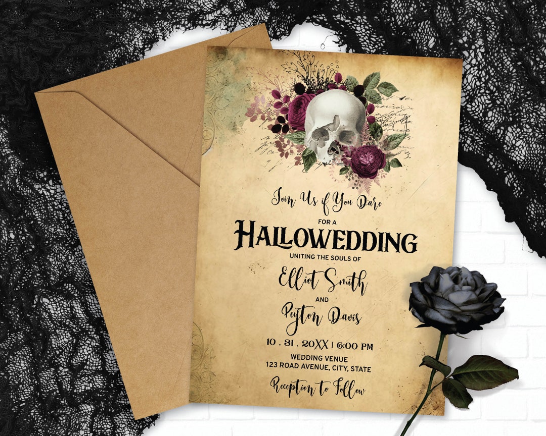 Skull Halloween Wedding Invite Template Wedding Invitation - Etsy