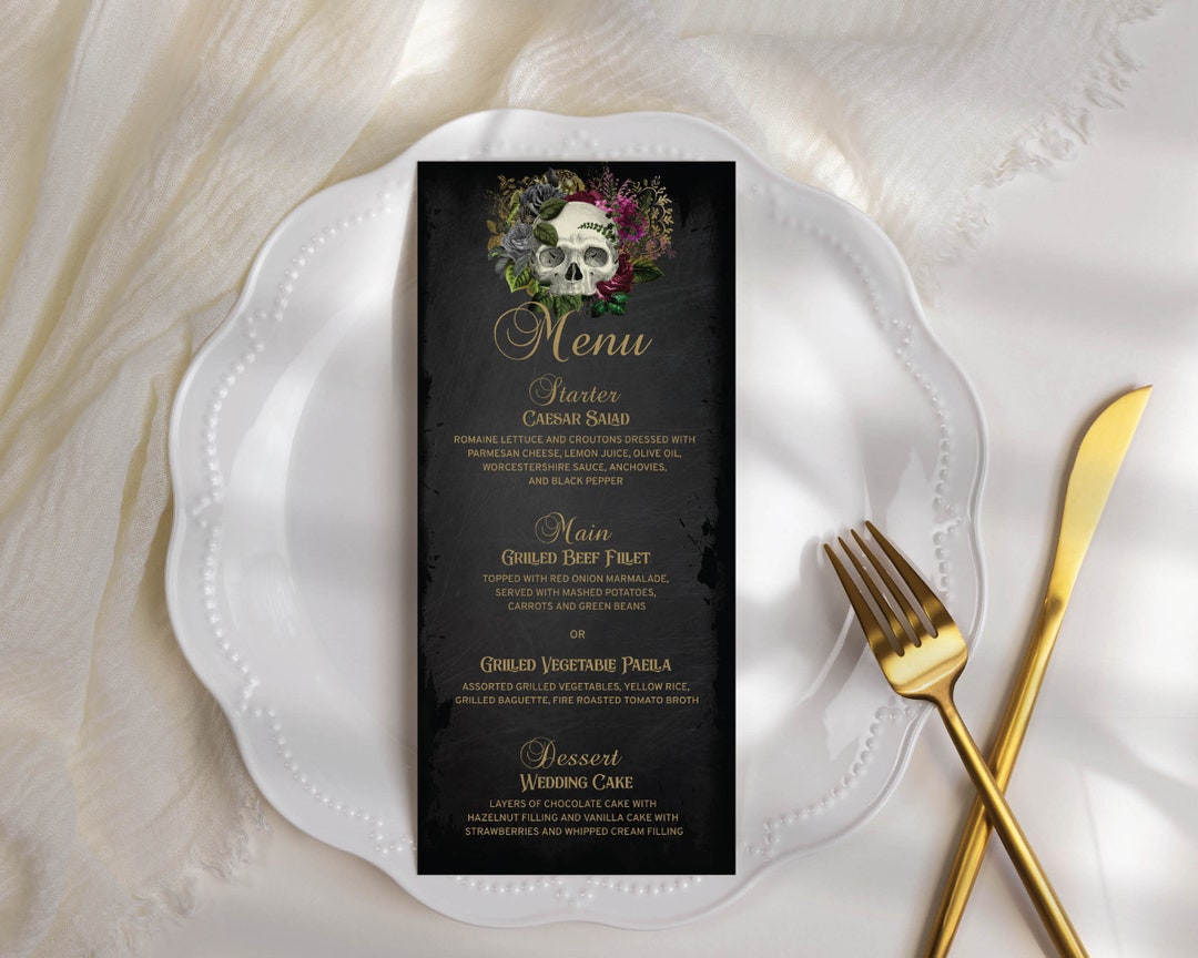 Wedding Menu Printable Template With a Masquerade Skull of - Etsy