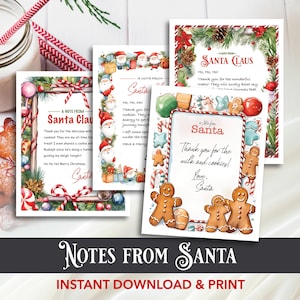 Nota de Papá Noel, nota de agradecimiento por la leche y las galletas, paquete de descarga e impresión instantánea, nota de Papá Noel en Nochebuena, nota de agradecimiento a Papá Noel