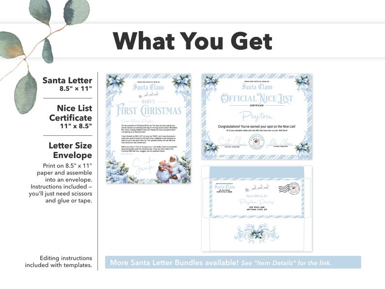 Baby's First Christmas Letter From Black Santa Bundle: Baby Blue, Nice ...