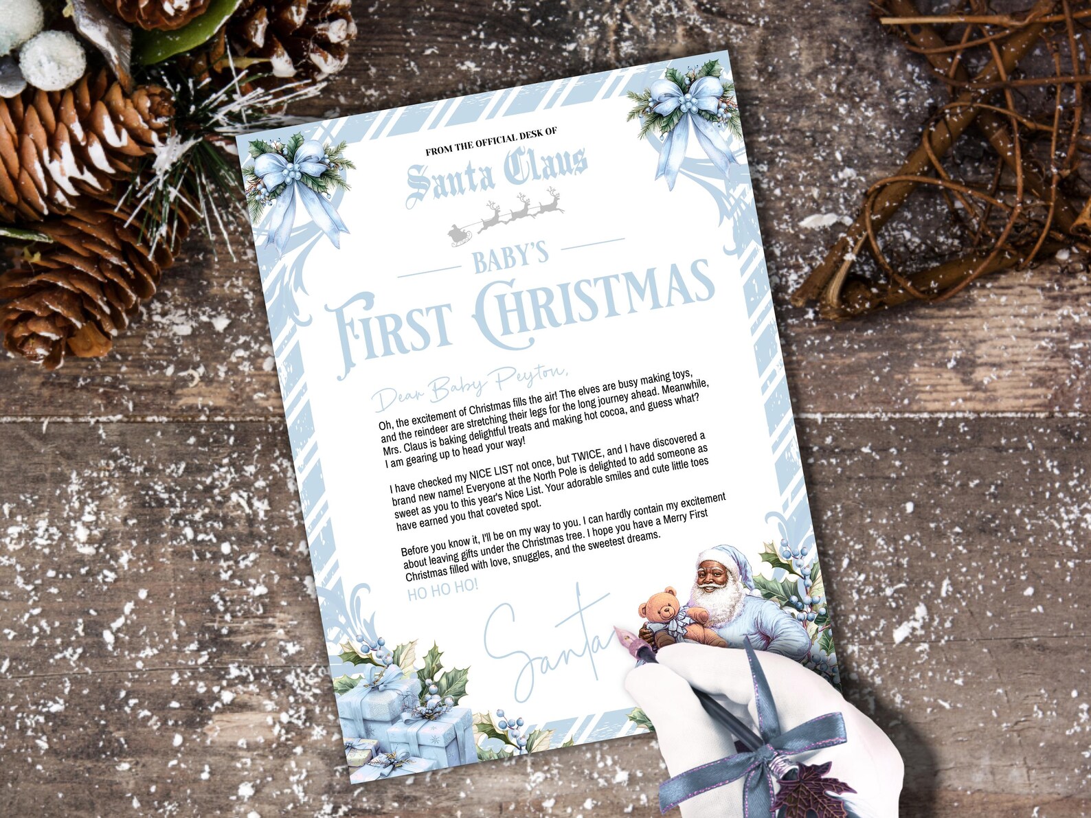Baby's First Christmas Letter From Black Santa Bundle: Baby Blue, Nice ...