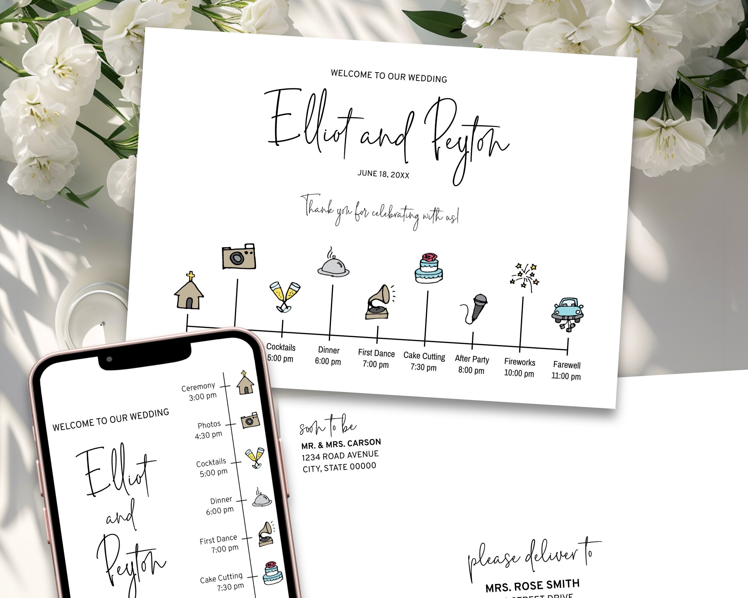 Printable Wedding Timeline Template With Infographics - Etsy