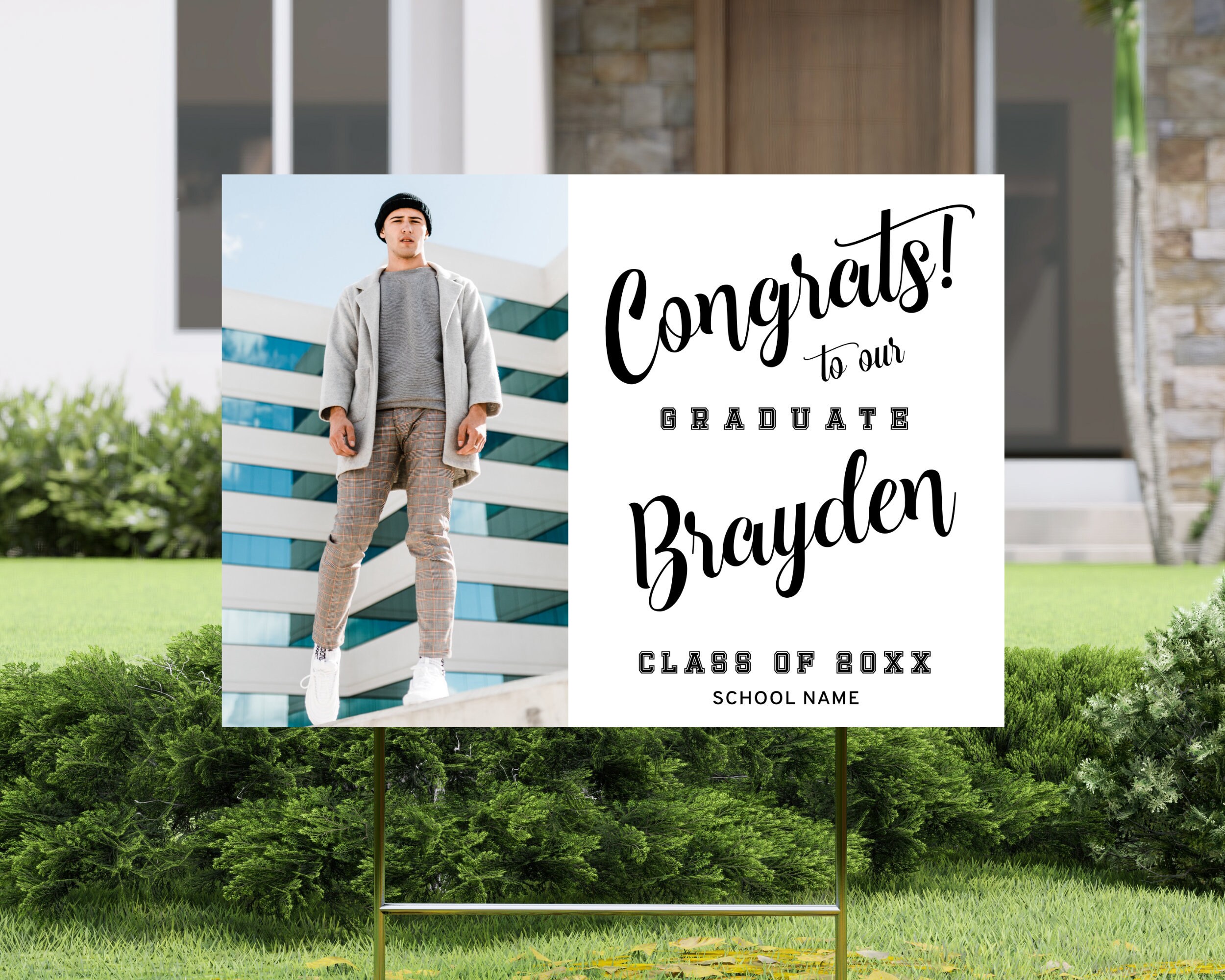 Graduation Yard Sign Template | Photo Lawn Sign, Graduation Party Decor ...