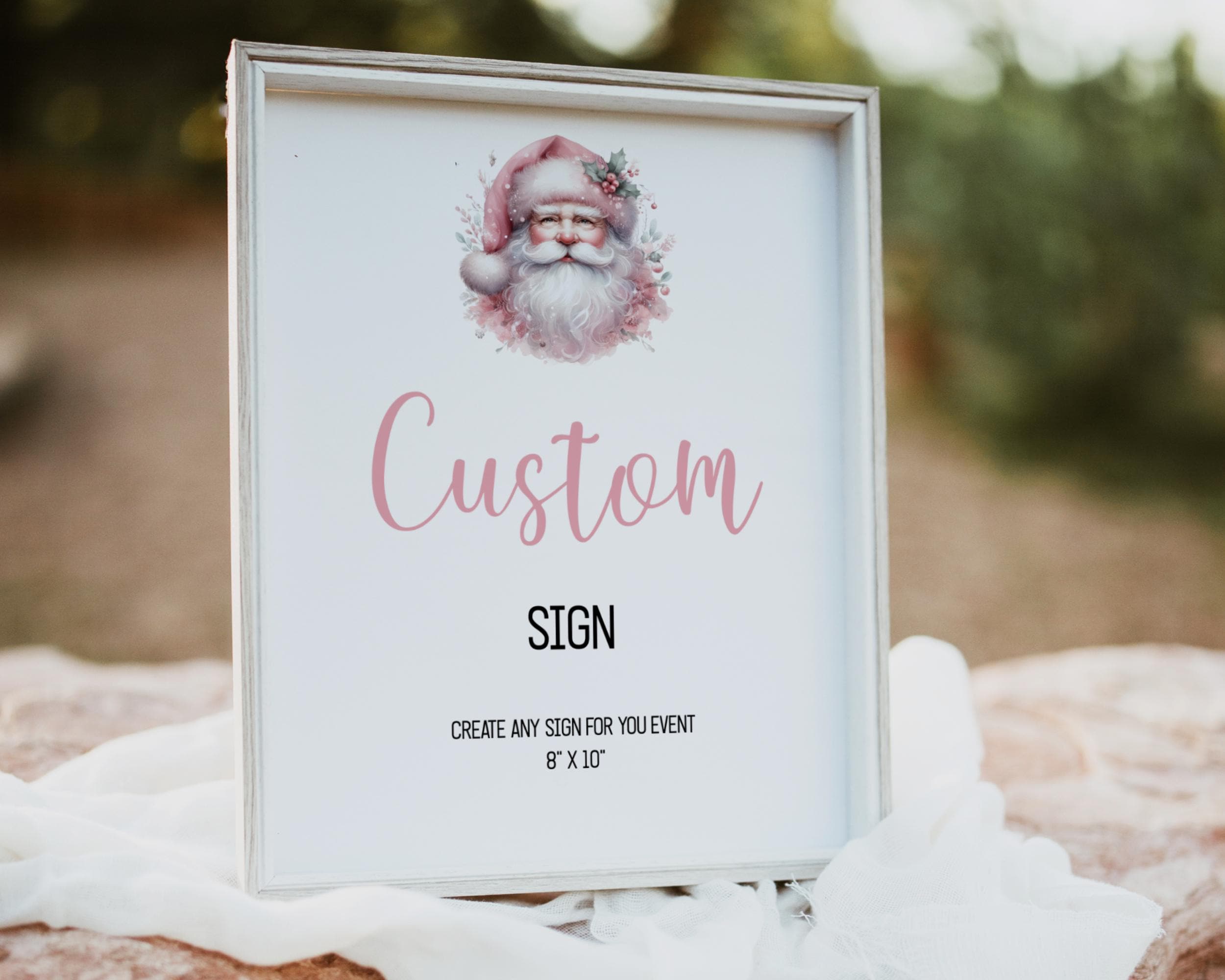 Sign Off Pattern Christmas Customizable Christmas Sign Template With a Festive Santa Claus in Pink ...