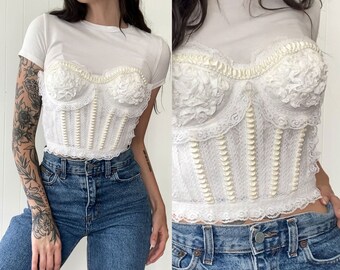 XS/S - Small Vintage Lace and Faux Pearl Bustier