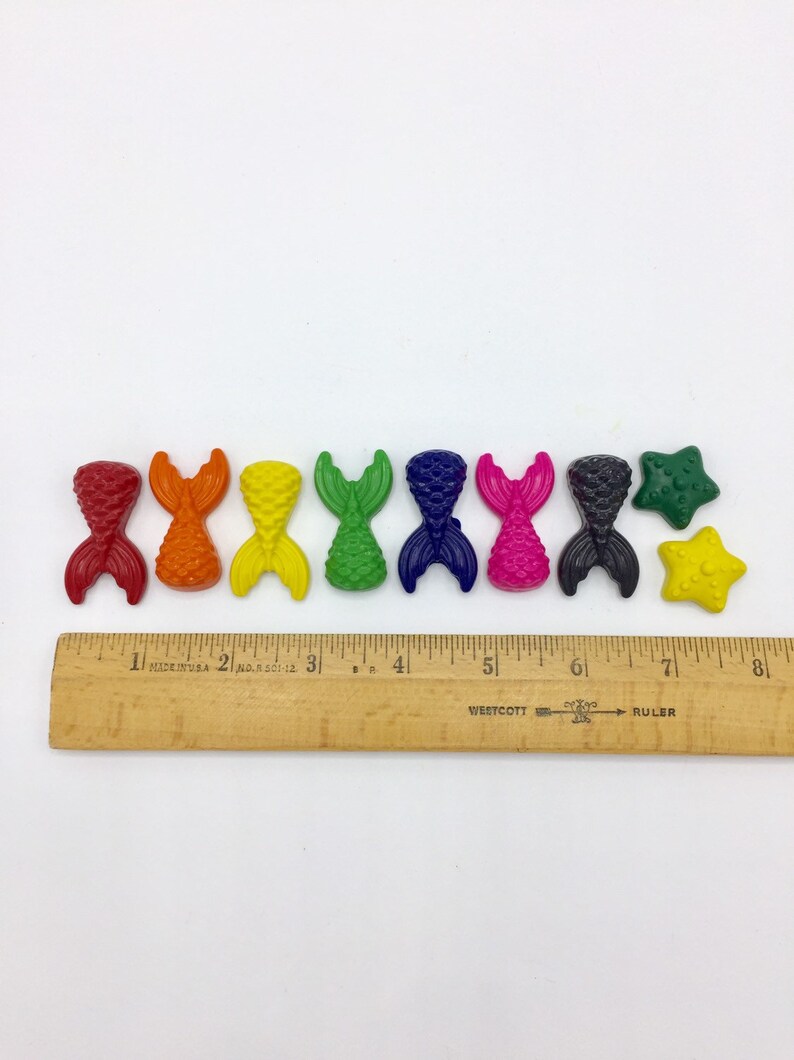 Set of 9 Mermaid Tail and Star Crayons