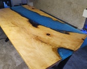 River Dining Table Epoxy Resin Table for Living Room Large River Table Industrial Reclaimed Wooden Coffee Table Patio Decor Modern Table