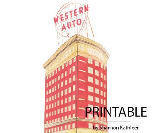 Watercolor Western Auto Print, Instant Download