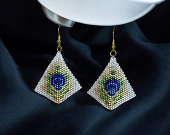 Pendientes de plumas de pavo real