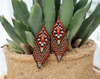 Pendientes con flecos con diseño del desierto Hopi