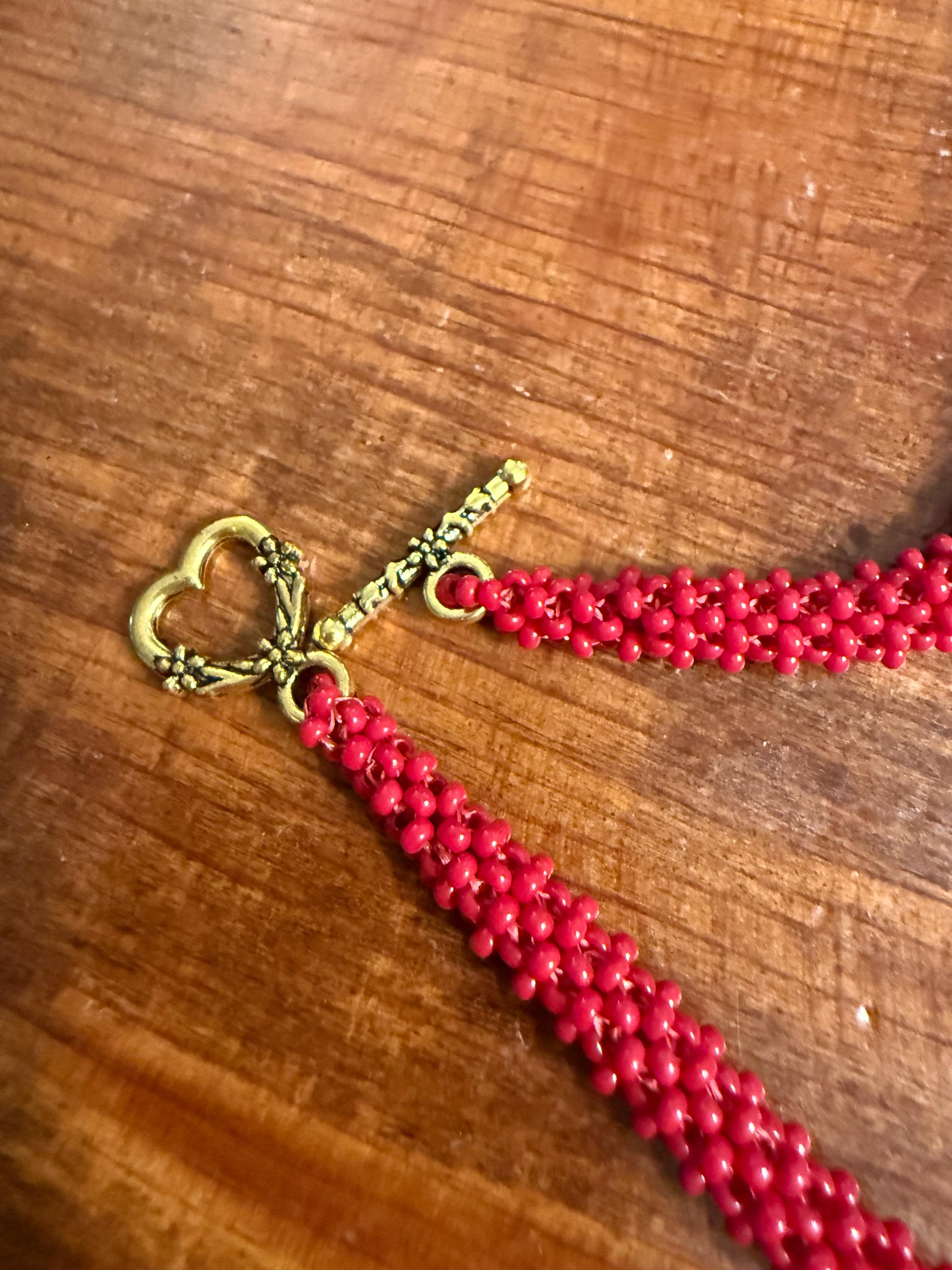 Red Satin Rope Gold Red and Gold Beaded Rope Necklace - Etsy
