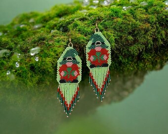 Pendientes con flecos de duende barbudo rojo