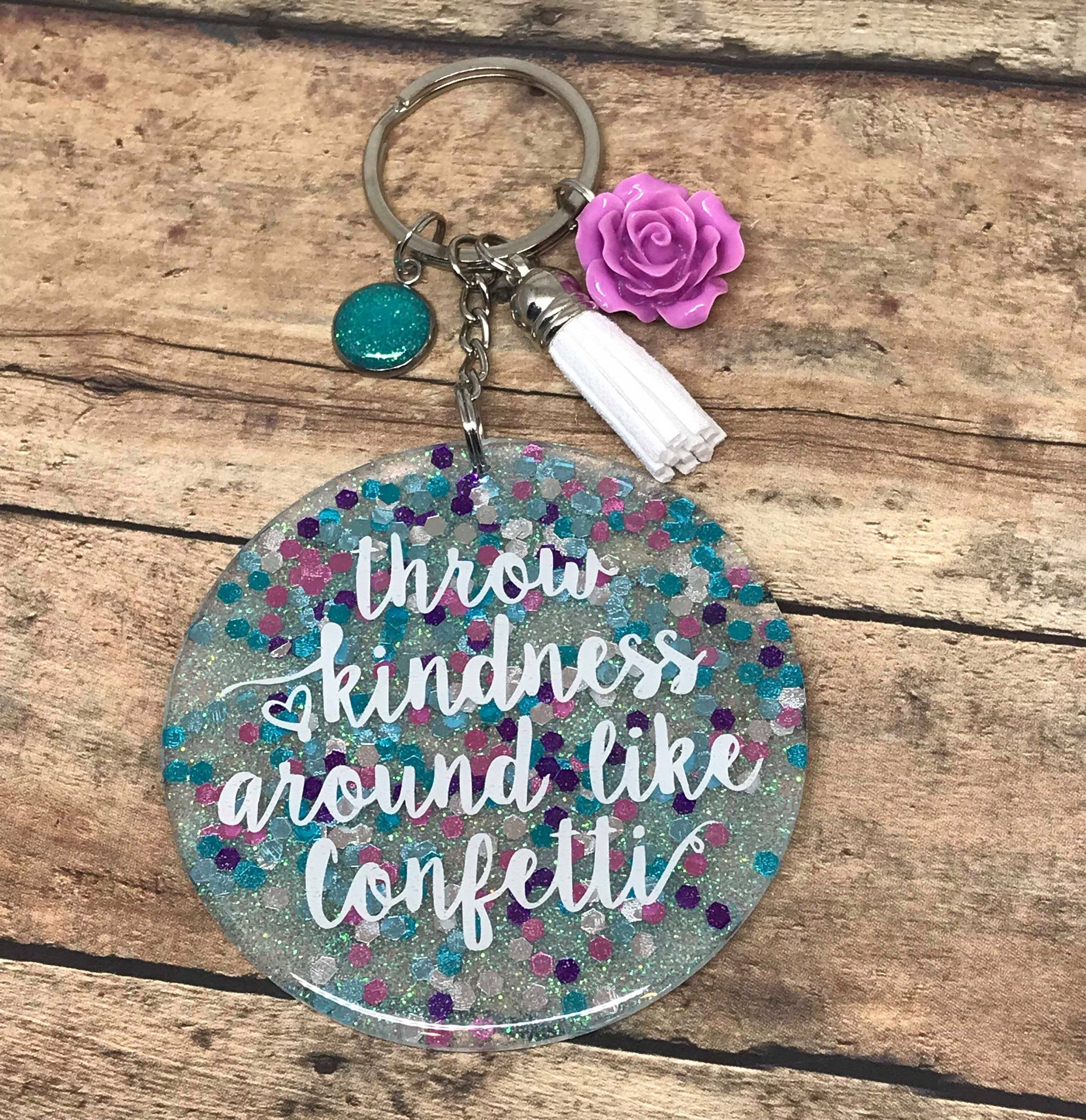 acrylic keychain glitter keychain with tassel throw