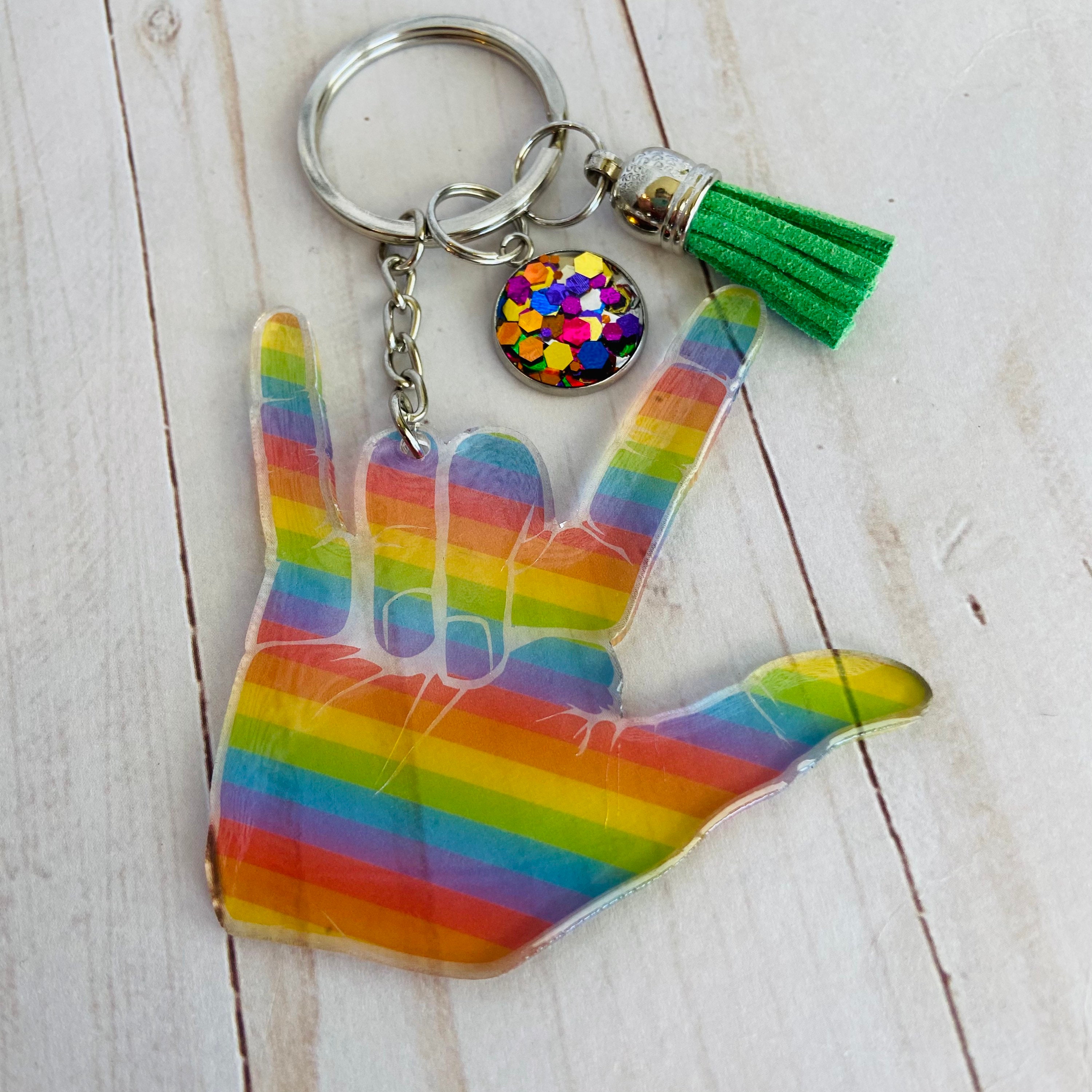 Pride Keychain LGBTQ Pride Keyring Acrylic Glitter Keychain Etsy UK