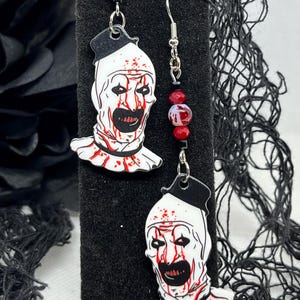 Halloween | Art the Clown Acrylic Earrings: Terrifier Horror Jewelry, Halloween Accessory