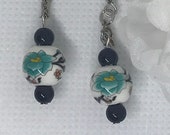 Mothers Day gift earrings Asian inspired floral beaded earrings dainty dangling earrings birthday gift for her