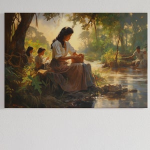 Woman of the River Filipino Heritage Art. Philippines. Fernando Amorsolo Inspired Art Print.