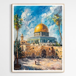 Breathtaking Al-Aqsa Mosque Art Print | Dome of the Rock, Stunning Palestine Mosque Illustration, Religious Wall Art, Unique Islamic Gift