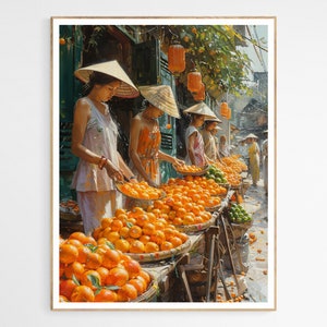 Fruit Market in Vietnam Art Print | Vietnamese Inspired Wall Art, Living Room Decor, Zen Home Gift