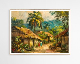Under the Mexican Sun Art Print | Mexican Village Art, Mexico Trip Travel Art Decor, Mexican Landscape, Perfect for The Living Room
