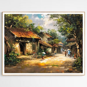 Rustic Vietnam Village Art Print | Vietnamese Inspired Wall Art, Living Room Decor, Zen Home Gift