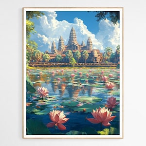 Beauty of Angkor Wat Art Print | Cambodia Scenery Wall Decor, Gift for Her