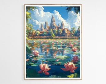 Stampa artistica della bellezza di Angkor Wat / Decorazione murale con paesaggio cambogiano, regalo per lei