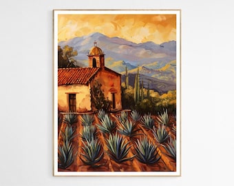 Mexican Hacienda Art Print | Mexican Decor for the Living Room, Mexican Travel Gift