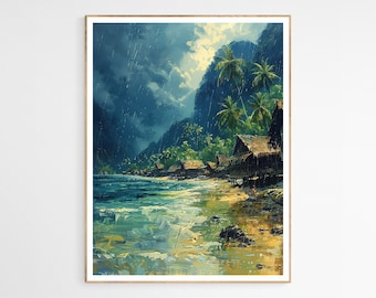 Tranquil Storm Scene Phillipines Art Print | Vibrant Filipino Landscape, Perfect Wall Decor, Rare Travel Gift