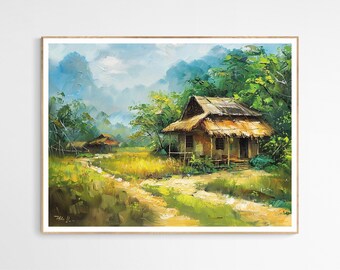 Vietnam Countryside Village Huts Art Print | Vietnam Culture Wall Art, Home Decoration, Unique Travel Gift