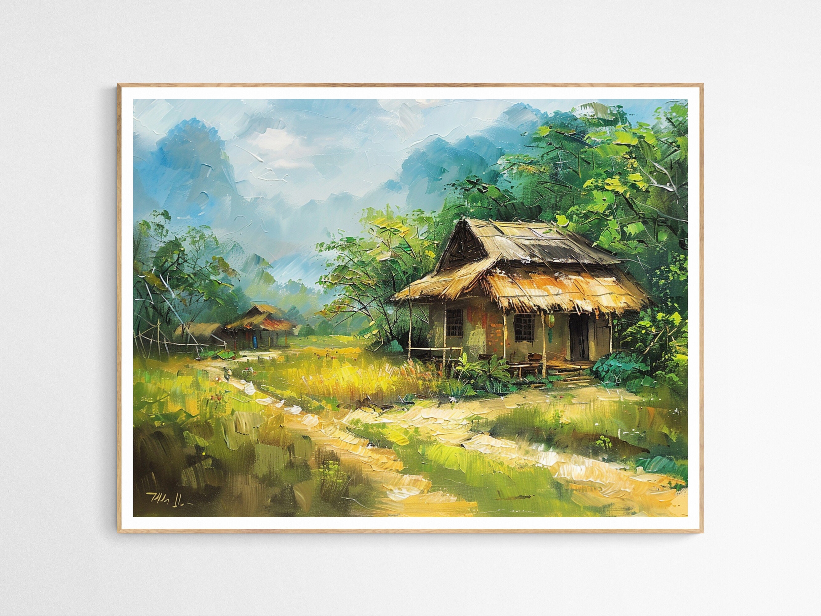 Vietnam Countryside Village Huts Art Print | Vietnam Culture Wall