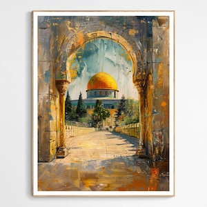 Serene Al-Aqsa Mosque, Dome of the Rock Art Print | Beautiful Palestine Wall Decor, Islamic Gift,  Palestinian Culture Decor