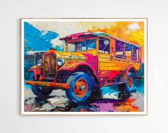 Stampa artistica "La bellezza del Jeepney" / Jeepney filippino, arte della vita quotidiana nelle Filippine, decorazione murale filippina, regalo ideale per gli appassionati di auto