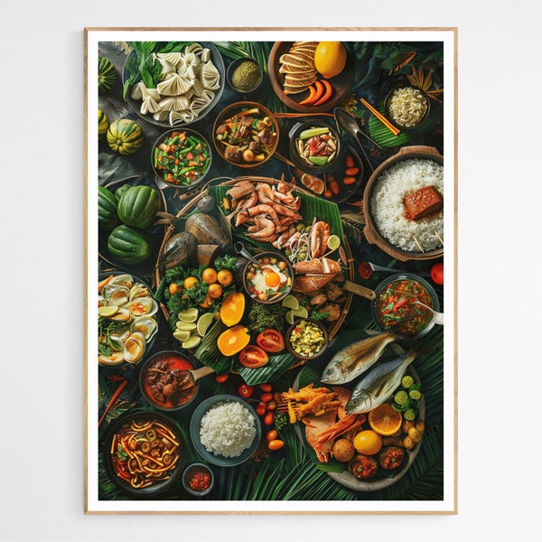 Filipino Kamayan Feast Art Print | Filipino Cuisine Art, Traditional Wall Decor, Filipino Heritage Lovers, Art for Travel Enthusiasts